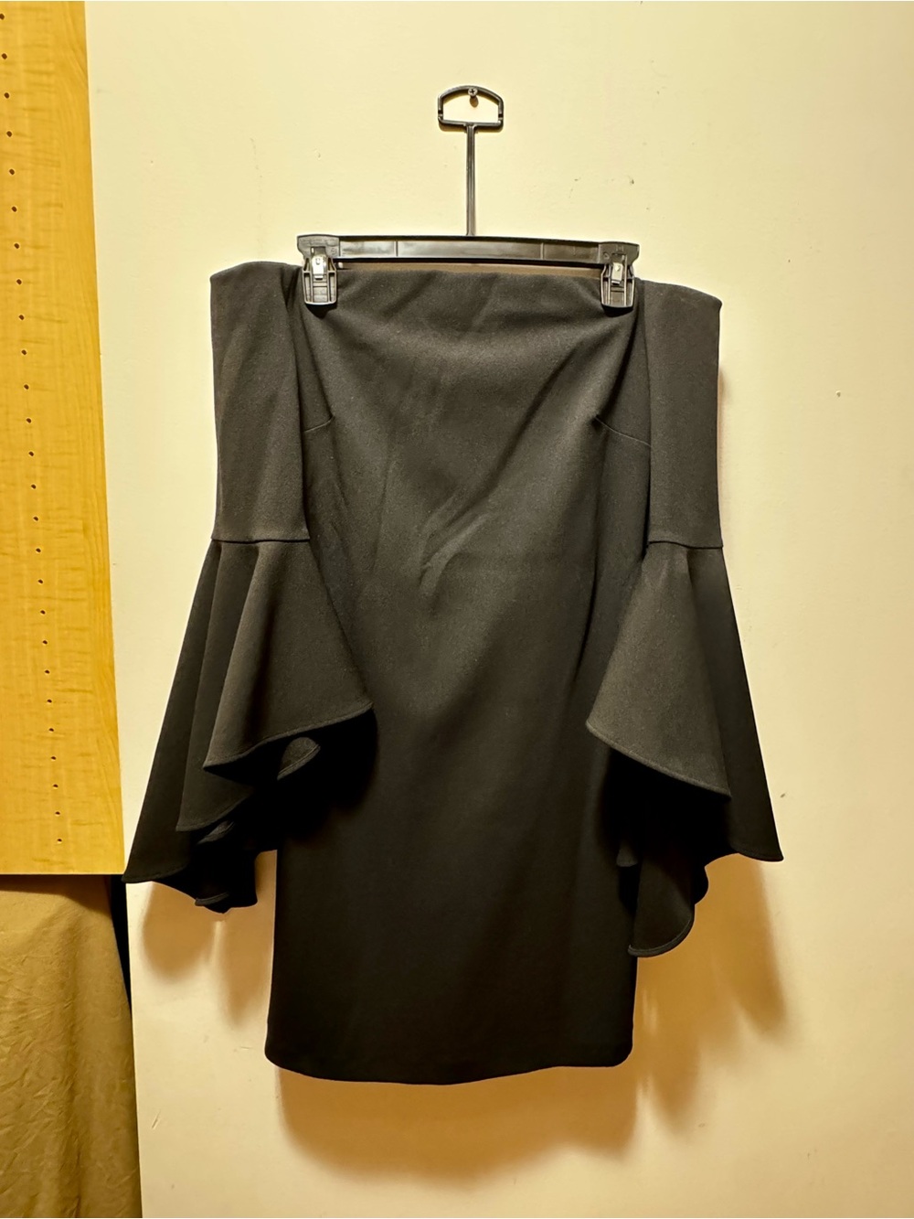 Off-Shoulder Black Ruffle Midi dress